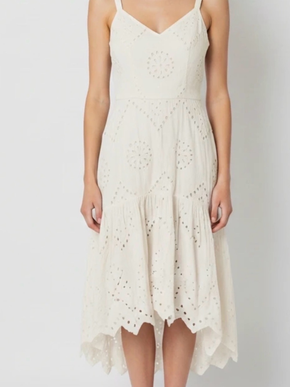 Japna White Eyelet High-Low Midi Dress        Size L